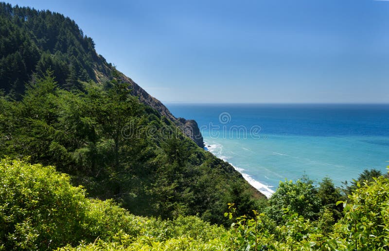 Shoreline av den borttappade kusten i den Siskiyou vildmarken, Kalifornien. arkivfoton Shoreline av den borttappade kusten i den Siskiyou vildmarken, Kalifornien. arkivfoton