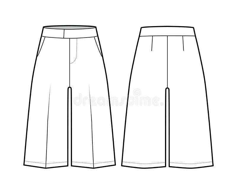 Short Bermuda Dress Pants Technical Fashion Illustration With Knee ...