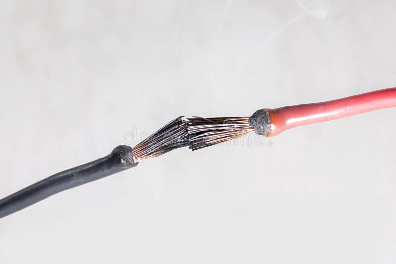 Short Circuit of Electrical Wiring Sparks Molten Wires Selective Focus