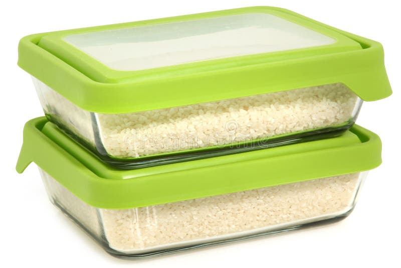 Short Grain White Rice in Glass Storage Containers Stock Image Image of stack, detail 18578855