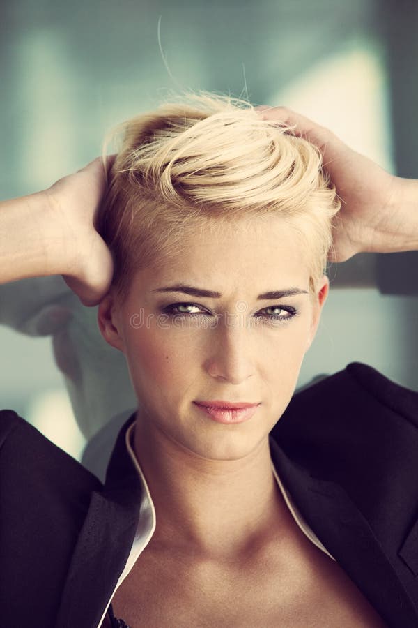  Short  hair  blonde  woman  stock image Image of beautiful 