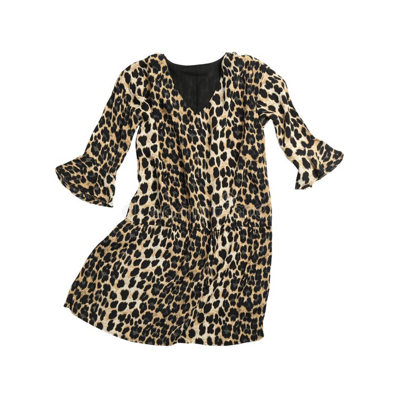 Short Leopard Print Dress Isolated on White Stock Image - Image of ...