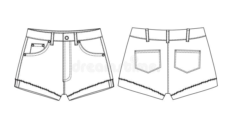 Set of Short Pants, Flat Sketch Template, Vector, Apparel Template ...