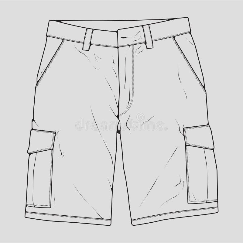 Short Pants Outline Drawing Vector, Short Pants in a Sketch Style ...