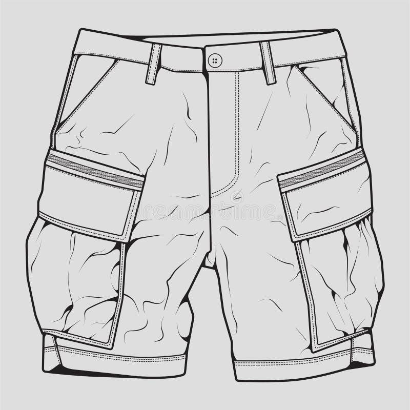 Short Pants Outline Drawing Vector, Short Pants in a Sketch Style ...