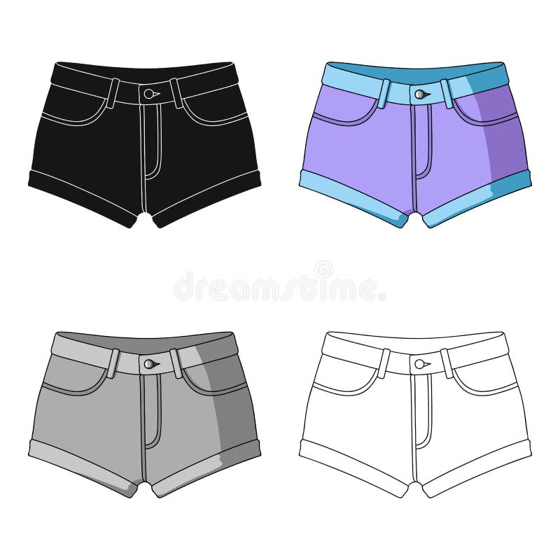 Short roxo curto do ` s das mulheres com um elástico azul Short para esportes no verão na rua Roupa das mulheres única ilustração stock Short roxo curto do ` s das mulheres com um elástico azul Short para esportes no verão na rua Roupa das mulheres única ilustração stock