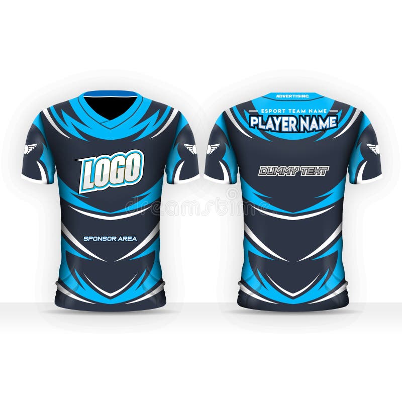 Blue and Black T-shirt Design Template for Multiplayer Game, E-sports ...