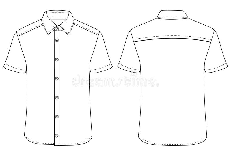 Short Sleeved Men Resort Shirt Flat Technical Drawing Vector ...