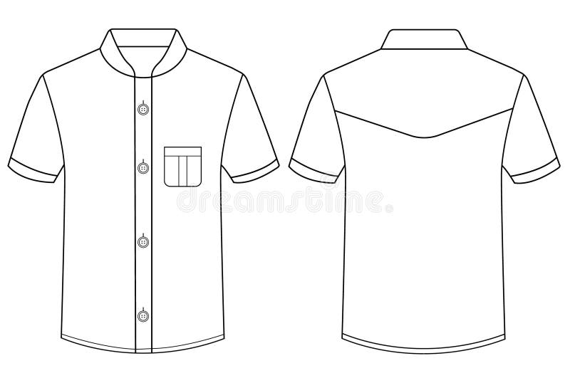 Short Sleeved Men Resort Shirt Flat Technical Drawing Vector ...