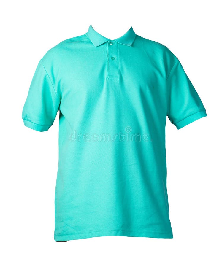 Short sleeved green t-shirt with button-down collars isolated on white background cotton shirt . Casual style. Short sleeved green t-shirt with button-down collars isolated on white background cotton shirt . Casual style