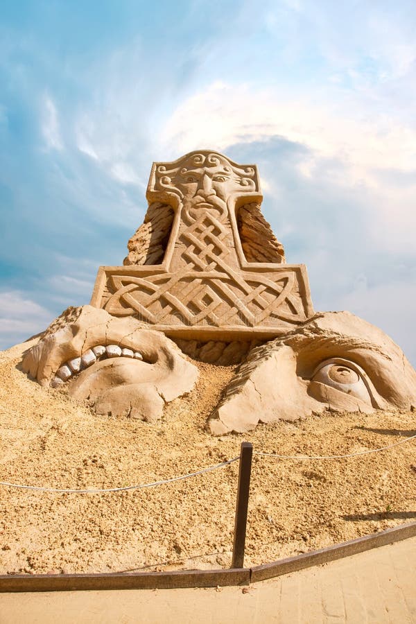 Shortlived Sculpture from Sand. Hammer of Thor Editorial Photography