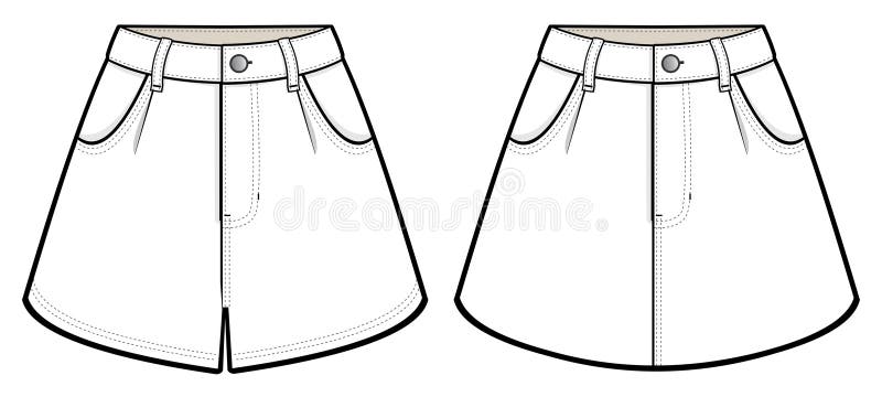 Shorts and Skirt Fashion Flats Stock Vector - Illustration of jeans ...