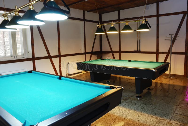 Shot of billiard room with tables