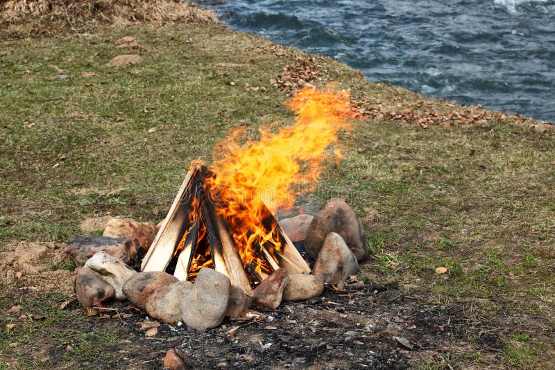 Campfire stock photo. Image of tongues, firewood, landscape 22153872