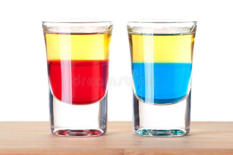 Shot Cocktail Collection Red and Blue Tequila Stock Photo Image of
