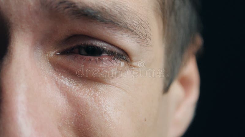 Closeup Of Young Crying Man Eyes With A Tears Stock Photo - Download Image  Now - Teardrop, Crying, Men - iStock