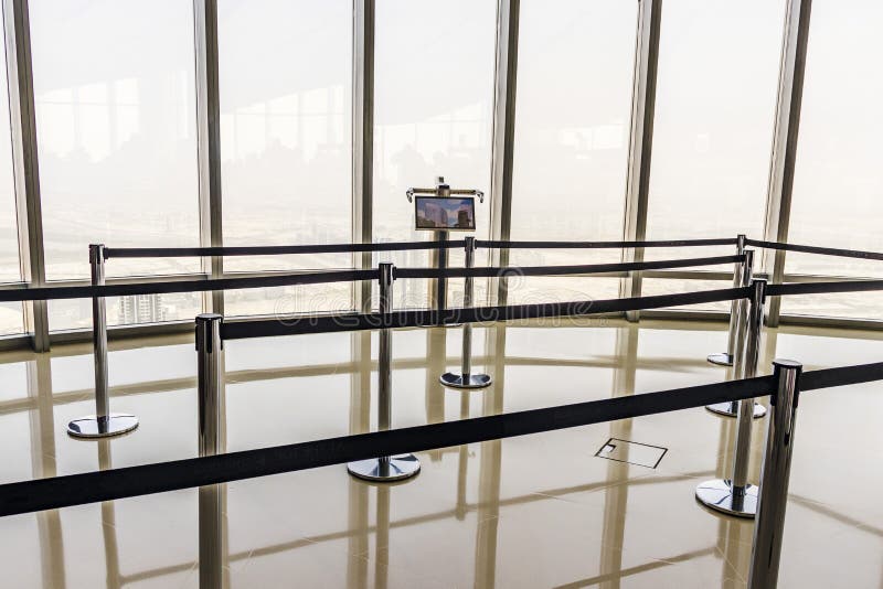 Shot of an empty hall with barrier tape. Concept stock photos