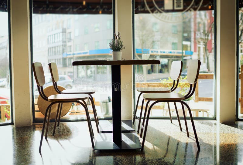 You Can Sit Anywhere in the Restaurant. Shot of an Empty Table with