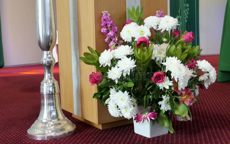 Flower and Candle Used for a Funeral Stock Image Image of fire