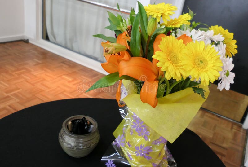 Flower and Candle Used for a Funeral Stock Image Image of sadness
