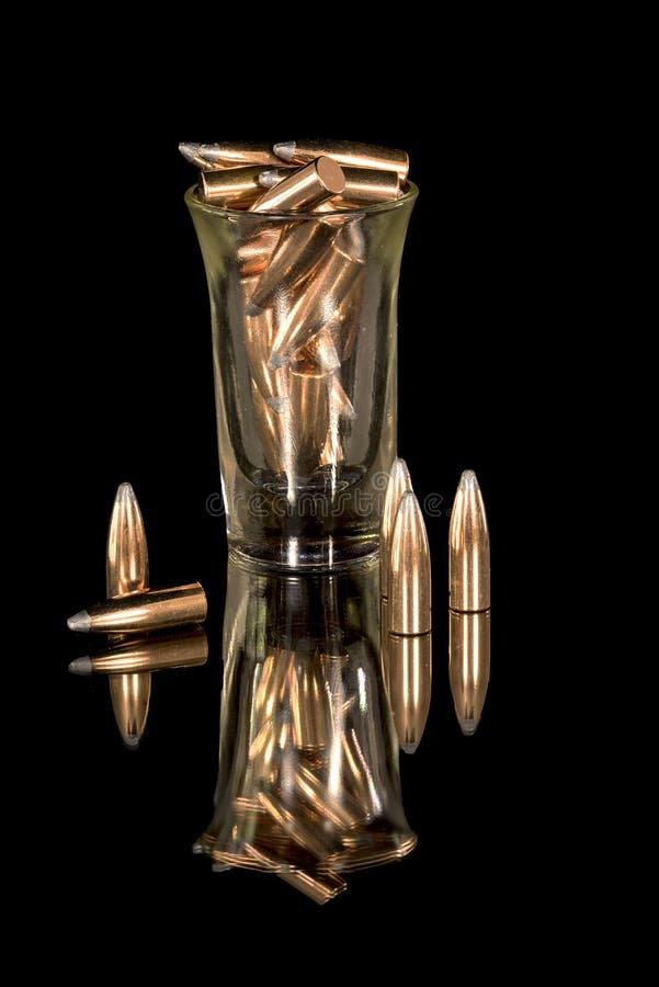 Shot Glass Filled with Bullets Stock Image Image of guns, brass 76795917