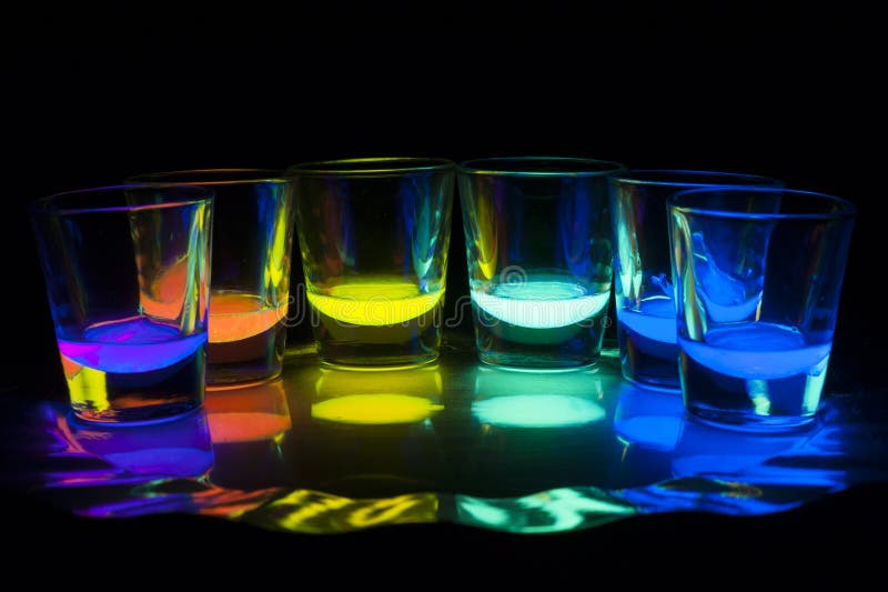 Shot Glasses with Glow Stick Juice Stock Image Image of illuminated