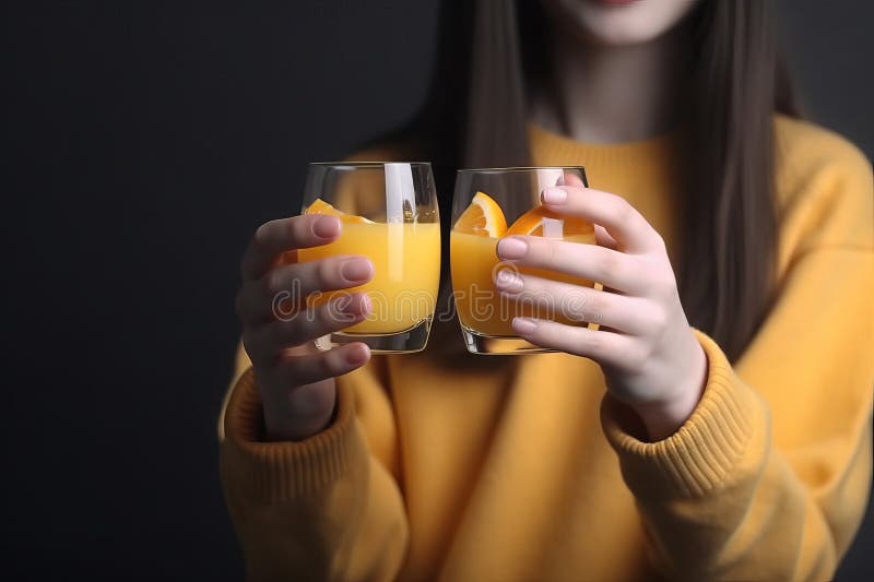 Shot of Hands Holding Glasses of Orange Juice Generative AI Stock ...