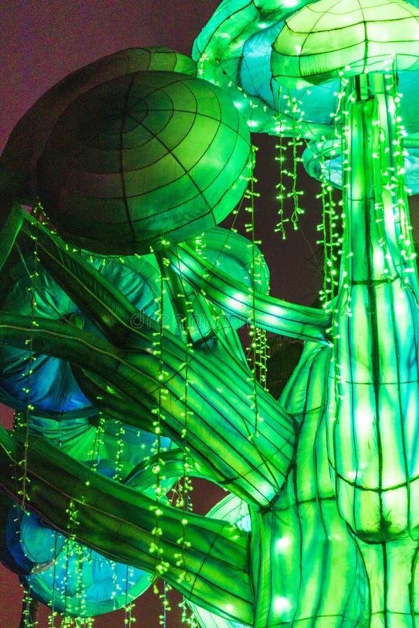 Shot of an illuminated outdoor installations. Concept stock photos