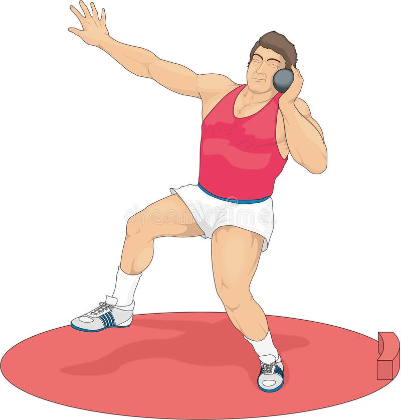A vector illustration of an athlete throwing a shot put.