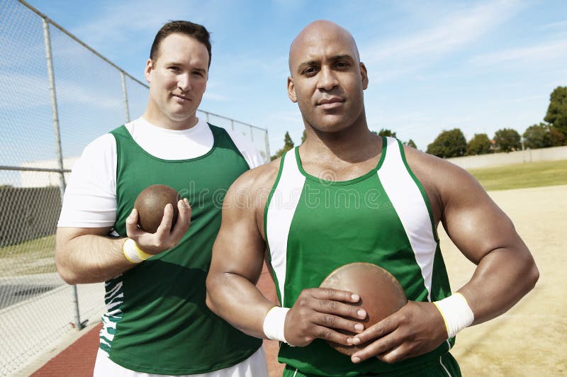 Shot Putters Holding Shot Put and Discus Stock Image Image of heavy