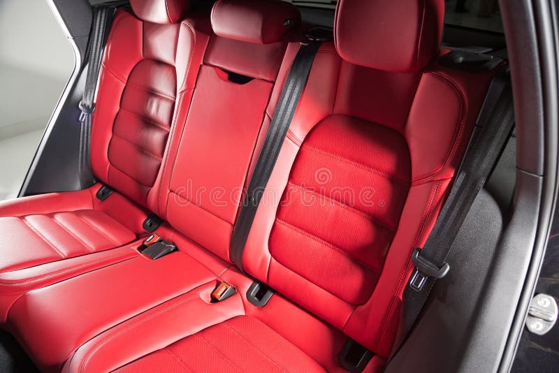 Shot of Red Leather Seats of SUV Car Stock Photo Image of leather, expensive 184759170