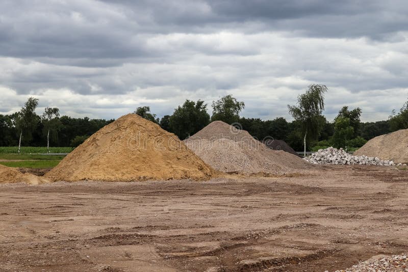 Shot of Soil Mounds and Stones for the Construction Stock Photo Image