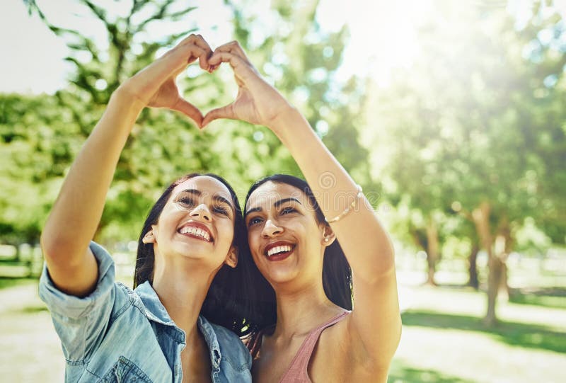 Premium Vector  Girl best friend doing heart pose with their hands