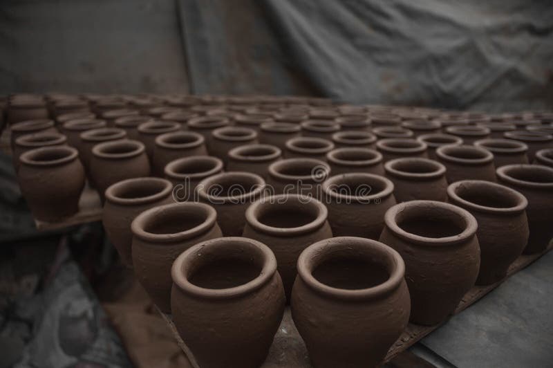 Pots orderly arranged