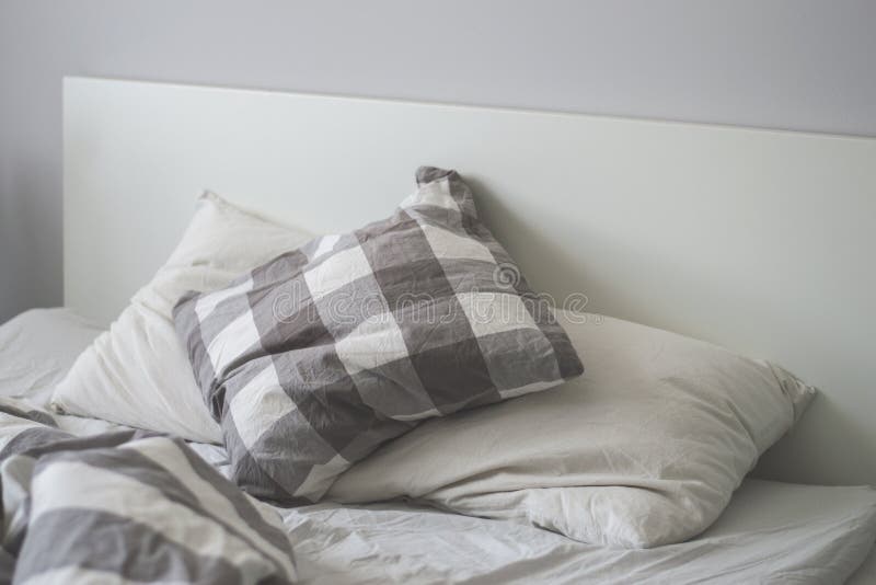 White and Grey Pillows on a Bed Stock Image Image of grey, pillow