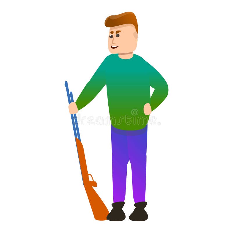 Shotgun shooter icon, cartoon style stock illustration Shotgun shooter icon, cartoon style stock illustration