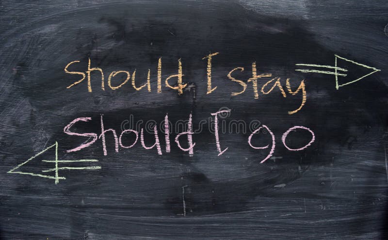 Should I stay or Should I go written with color chalk concept on the blackboard stock photos Should I stay or Should I go written with color chalk concept on the blackboard stock photos