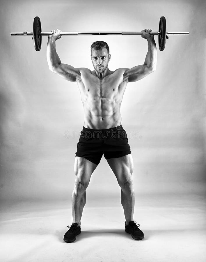 Shoulder Workout With Barbell Stock Photo Image of bodybuilder