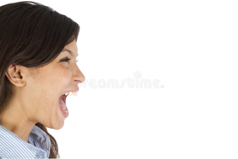 Jovens empresárias a gritar imagens de stock