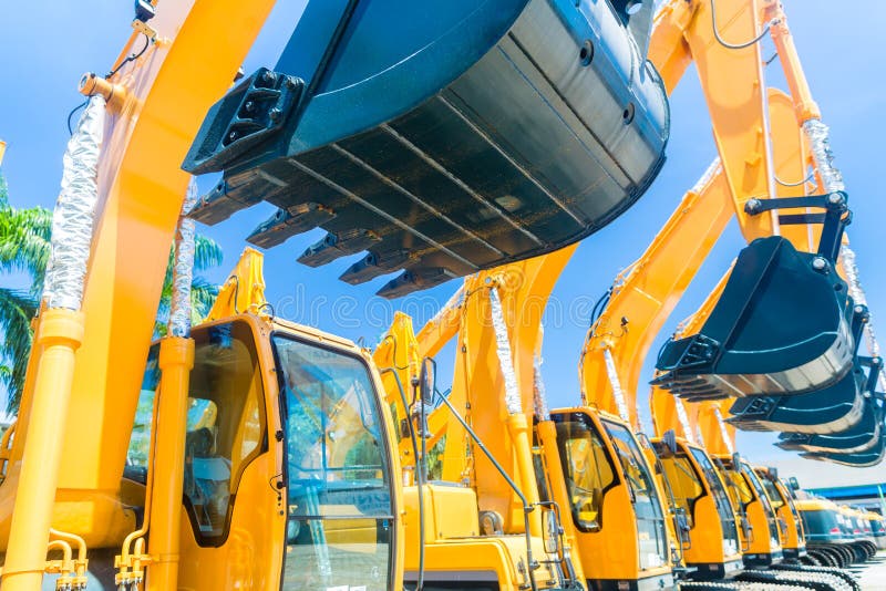 Asian Vehicle fleet with construction machinery of building or mining company. Asian Vehicle fleet with construction machinery of building or mining company