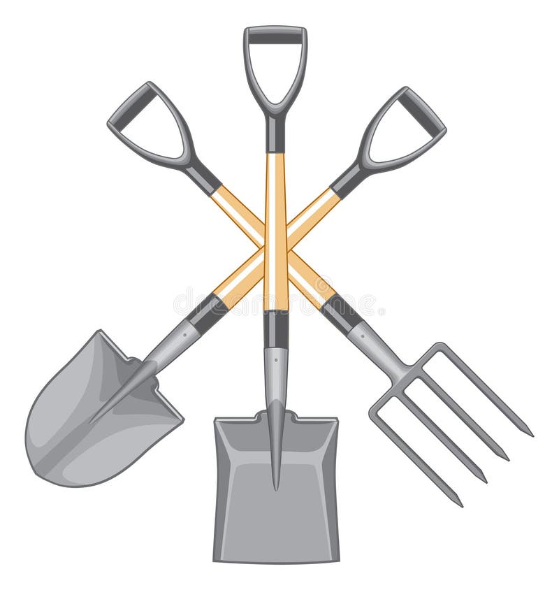 Shovel Spade and Forked Spade Stock Vector - Illustration of forked ...