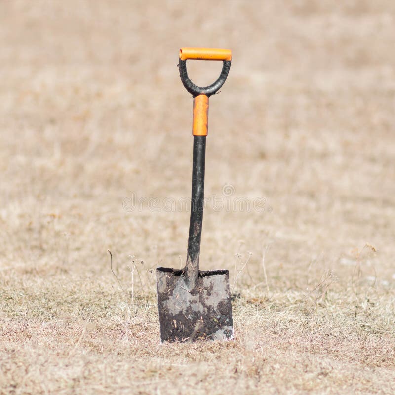 A Close Up Of Shovel In The Ground Stock Image Image of digging, dirt