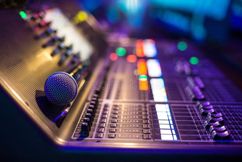 Show sound controller with microphone royalty free stock photos