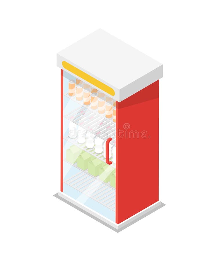 Various 3d Water Containers On Refrigerator Stock Illustration 241859608