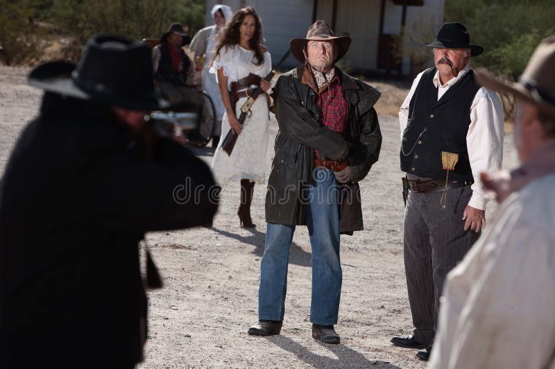 Showdown in Old West royalty free stock photo Showdown in Old West royalty free stock photo