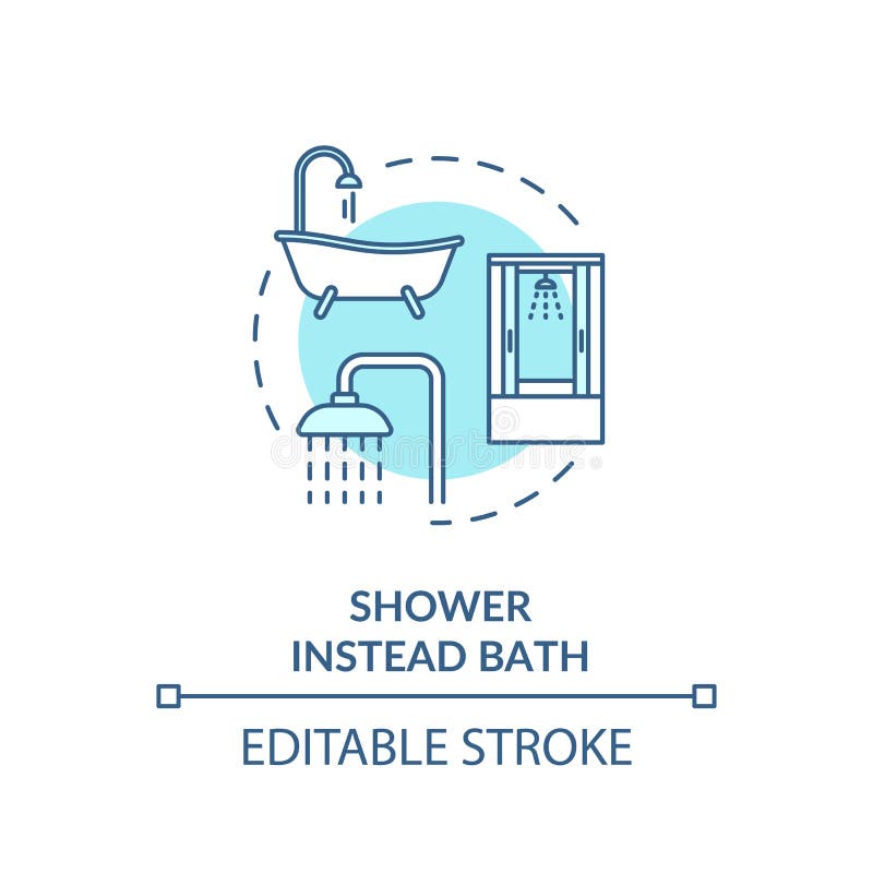 Shower instead Bath Turquoise Concept Icon Stock Vector Illustration