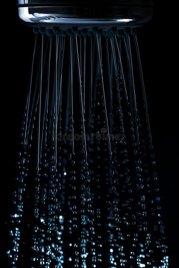 Drops Of Water Falling From Shower Stock Image Image of cold