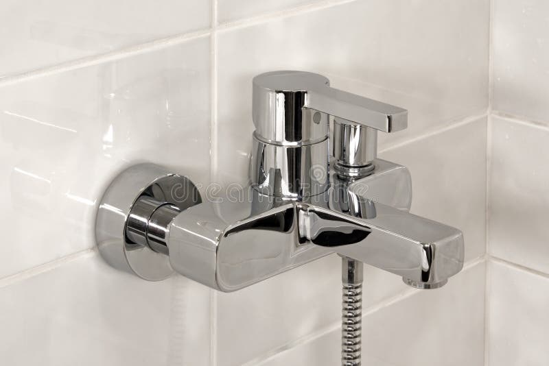 Shower faucet stock image. Image of tile, metallic, washroom 5698677