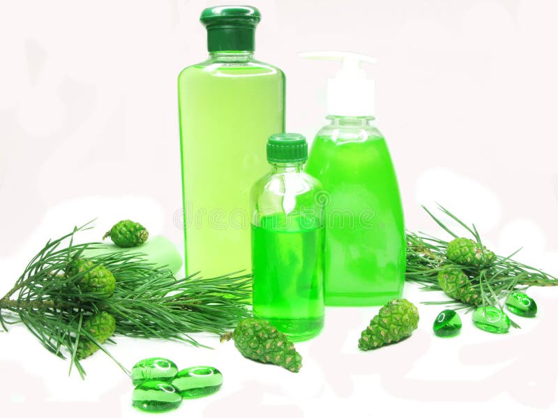 Shower gel bottle set with fir extract