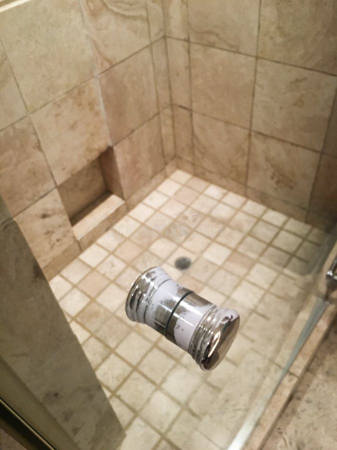 Shower Handle on Glass Door Stock Photo Image of worn, modern 132293312